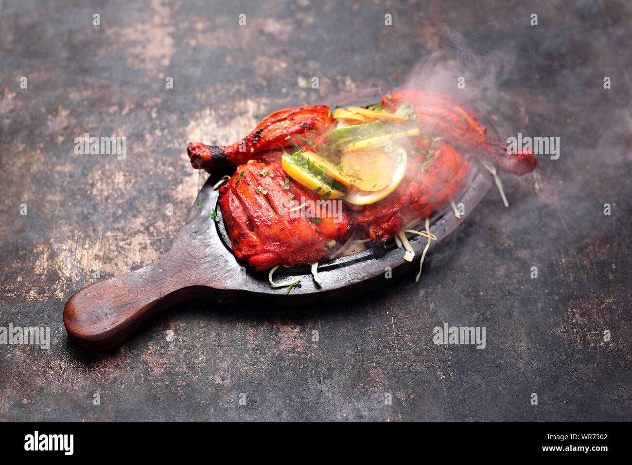 Thai style chicken. Aromatic colorful oriental cuisine. Stock Photo
