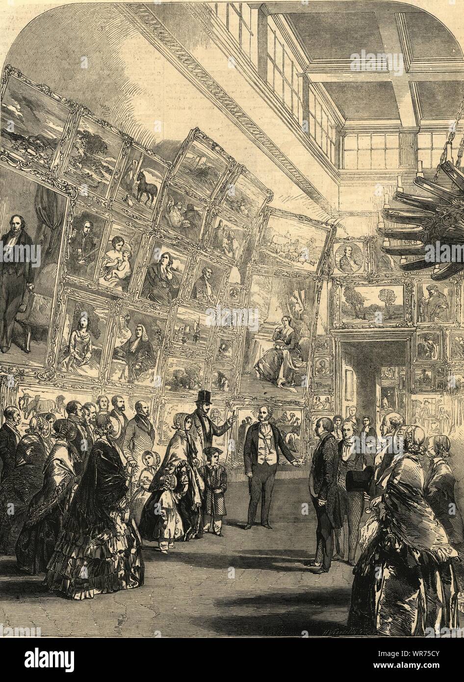 Queen Victoria's visit to the Royal Academy Exhibition. London. Society