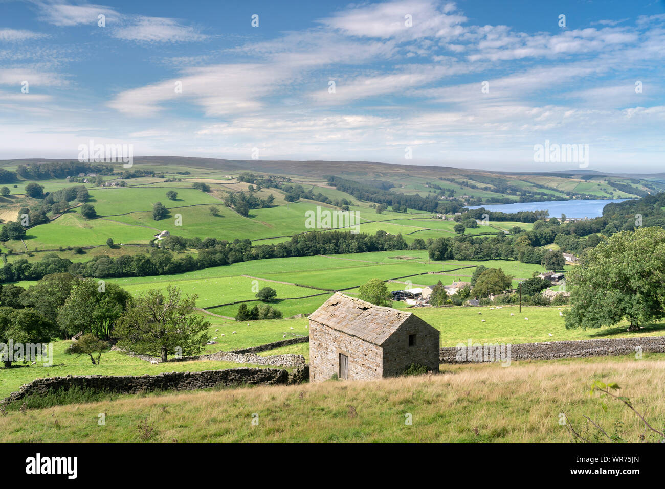 Gouthwaite reservoir from the village of Wath in Nidderdale, The Yorkshire Dales, UK. Stock Photo
