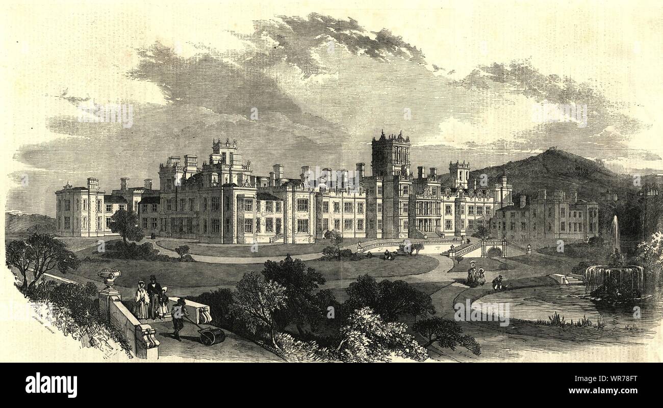 The new asylum for idiots, at Earlswood Common, Redhill, Surrey. Buildings 1854 Stock Photo