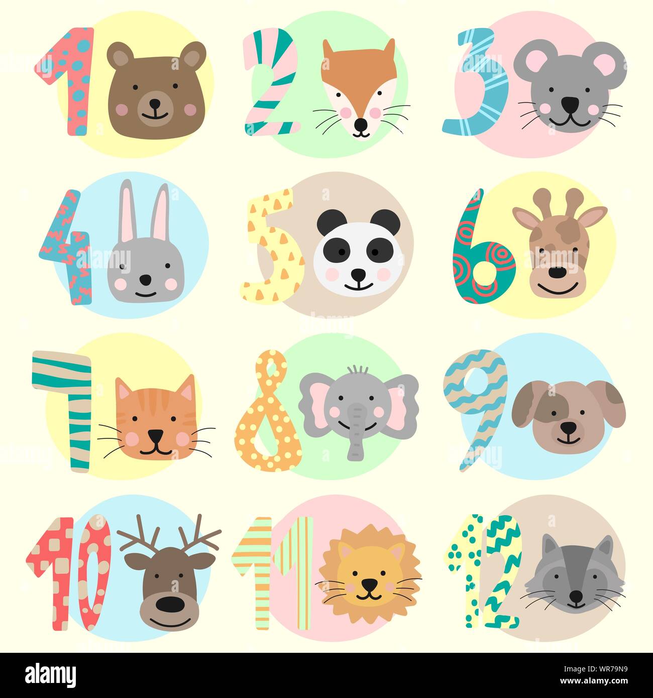Vector Image Of 12 Months For A Baby With Animals A Collection Of Children S Stickers With Numbers And Bear Fox Mouse Rabbit Panda Giraffe Cat Stock Vector Image Art Alamy Vector Image Of 12 Months For A Baby With Animals A Collection Of Children S Stickers With Numbers And Bear Fox Mouse Rabbit Panda Giraffe Cat Stock Vector Image Art Alamy