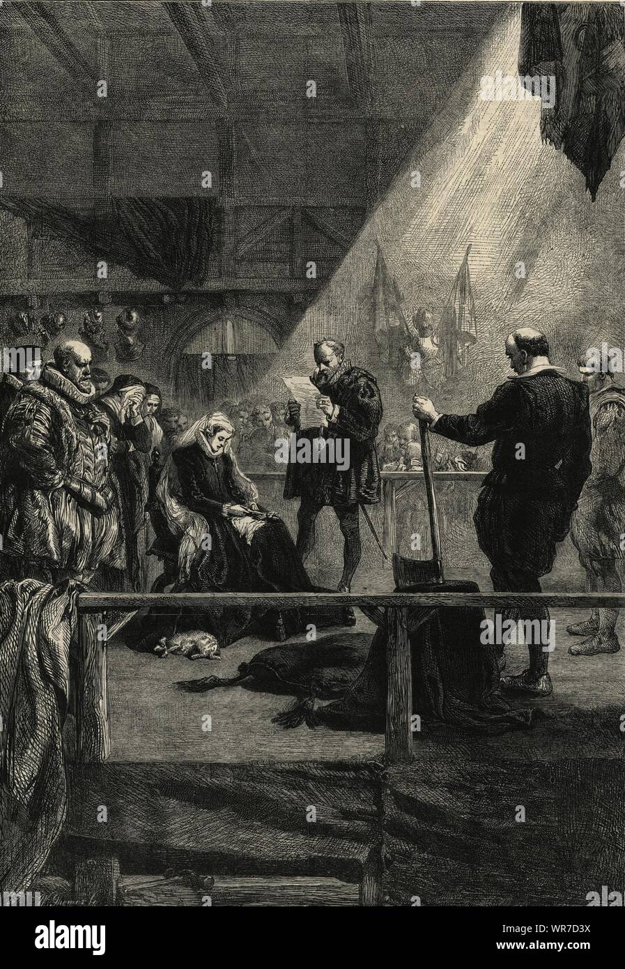 'Execution of Mary Queen of Scots, . Scotland. Royalty 1861 antique ILN page Stock Photo