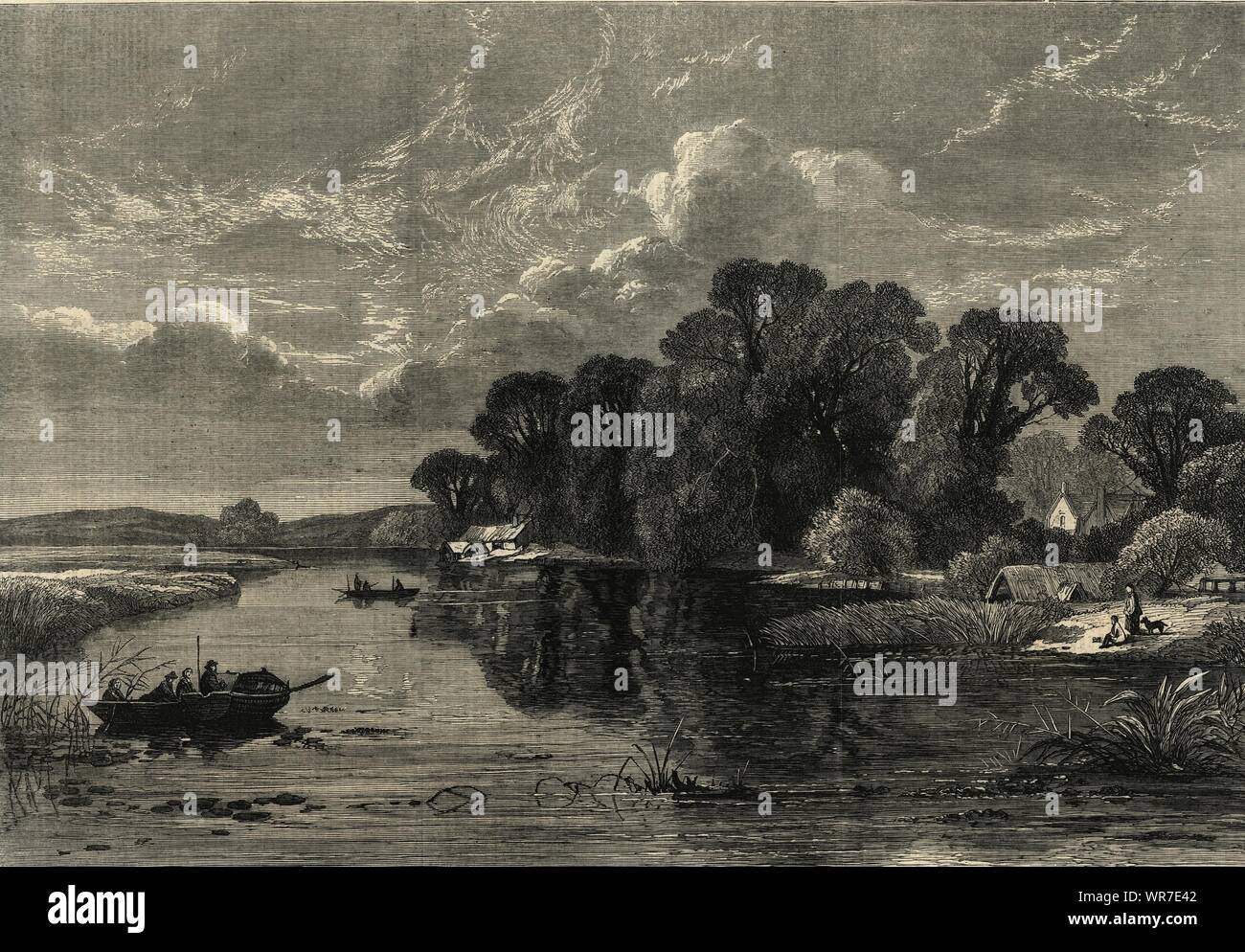'Summer on the Thames'. England 1863 antique ILN full page print Stock Photo