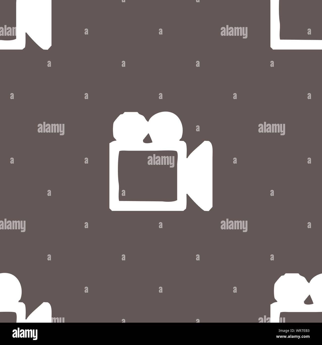 camcorder icon sign. Seamless pattern on a gray background. Vector Stock Vector