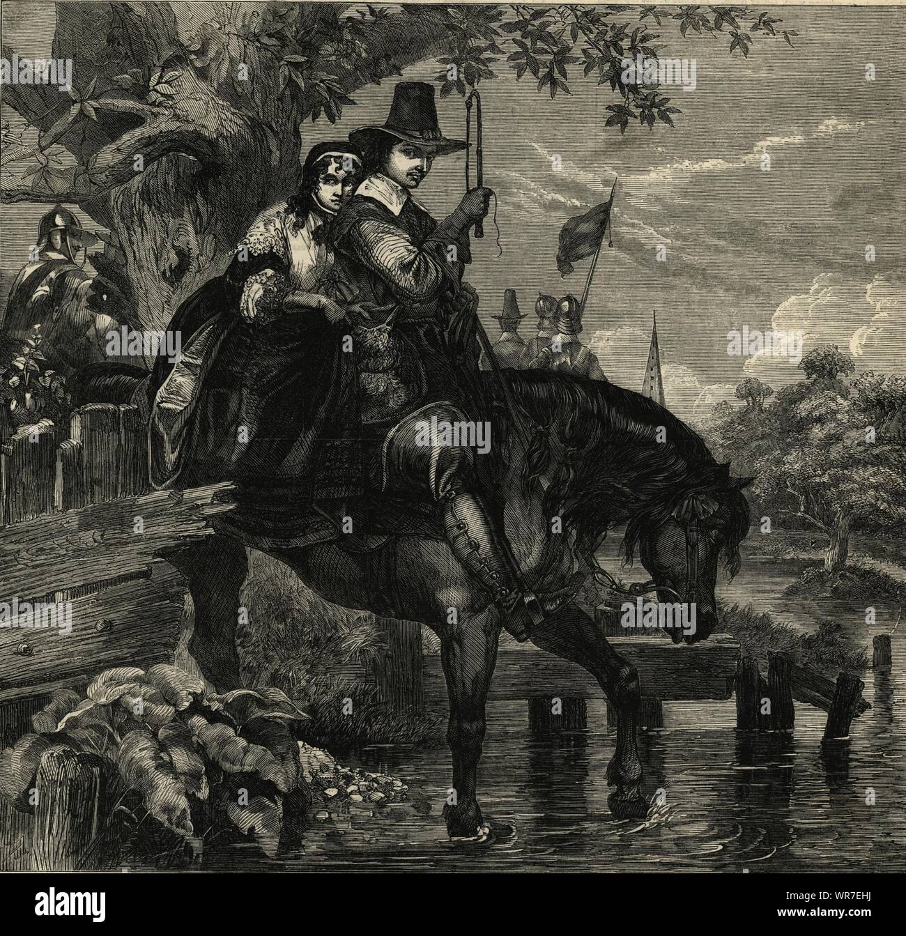 Jane Lane assisting Charles II, to escape after the Battle of Worcester 1863 Stock Photo