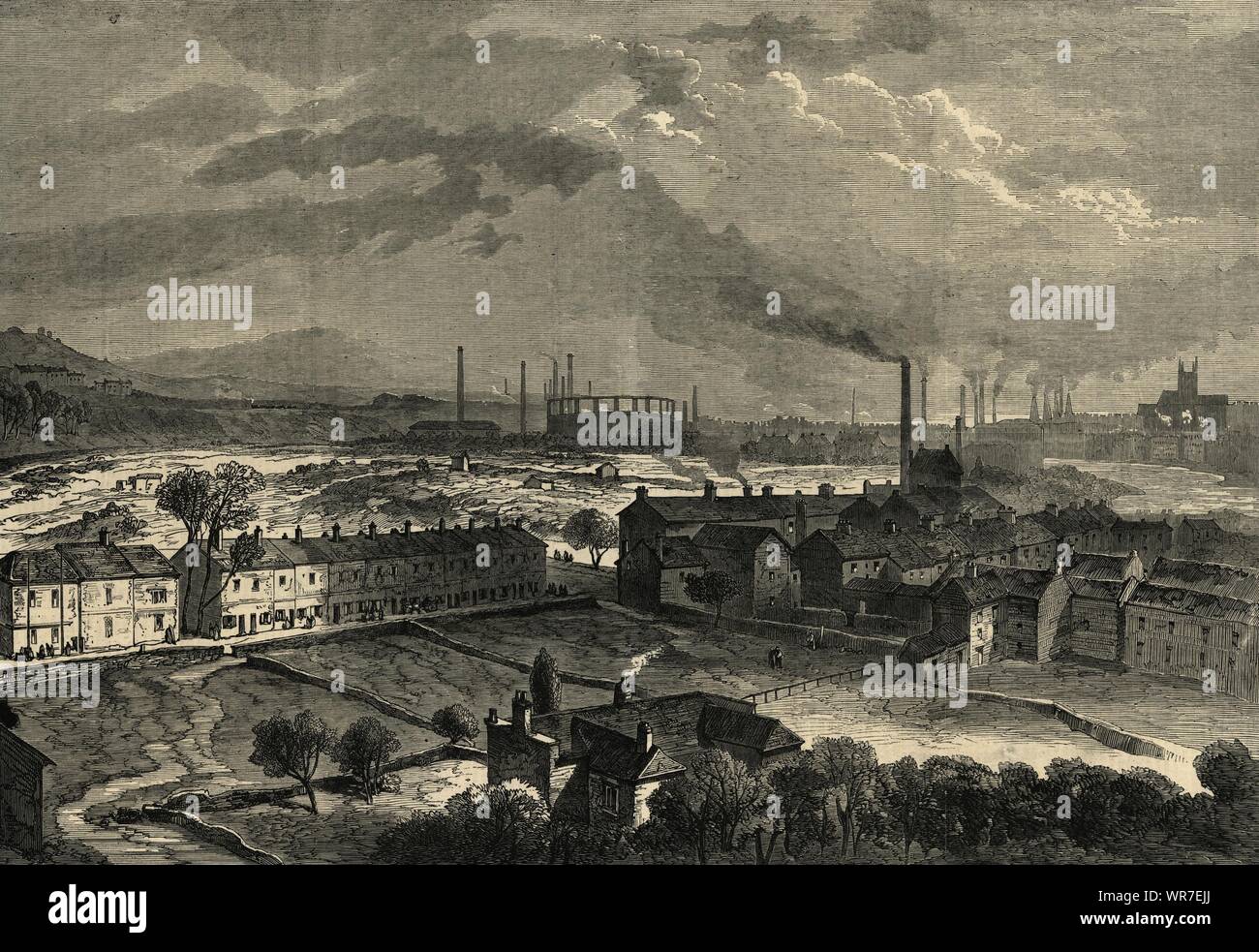 Sheffield, from the Langsett Road, showing the suburbs that were flooded 1864 Stock Photo