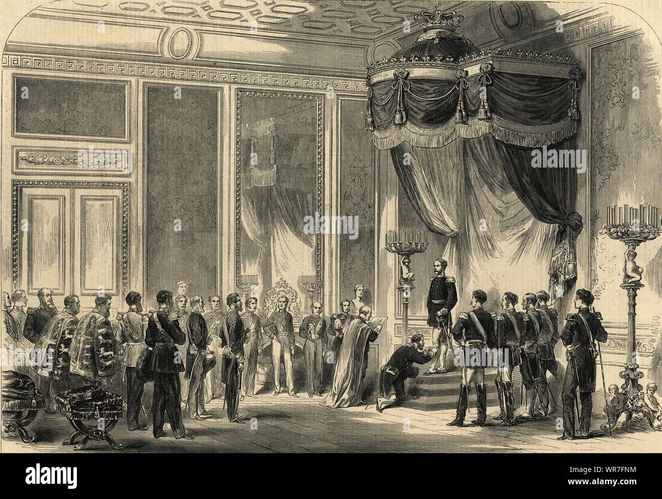 Earl Cowper investing the King of Denmark with the Order of the Garter 1865 Stock Photo