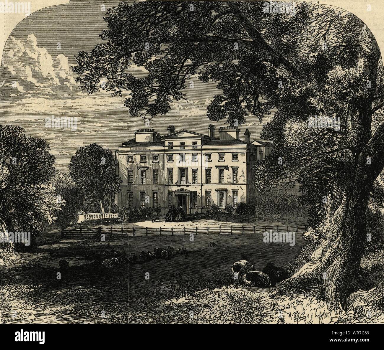 Brocket Hall, Hatfield, Hertfordshire. Historic Houses 1865 antique ILN page Stock Photo