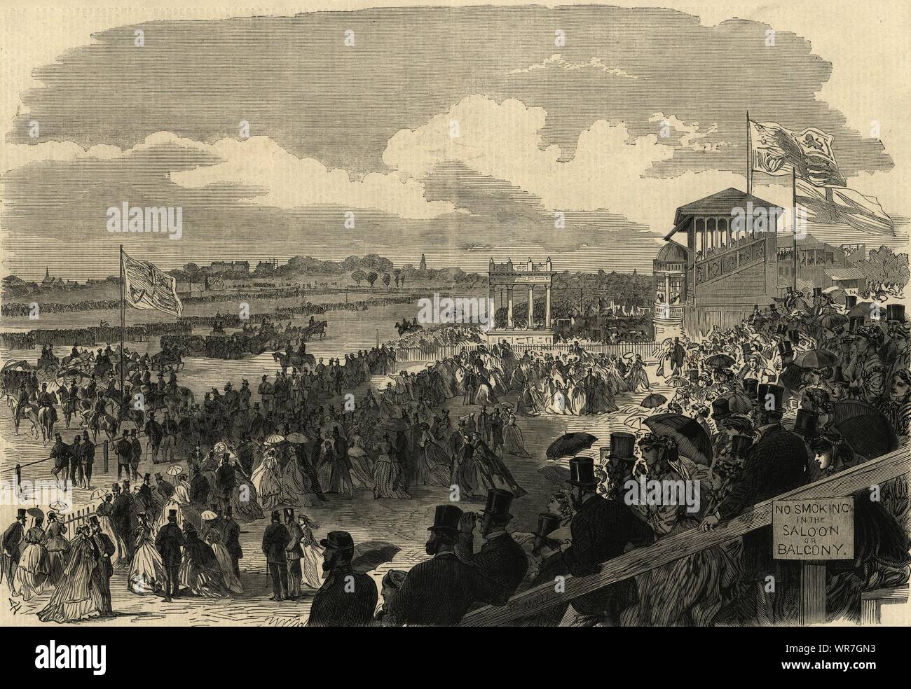 Prince of Wales reviewing North of England Volunteers, York racecourse 1866 Stock Photo