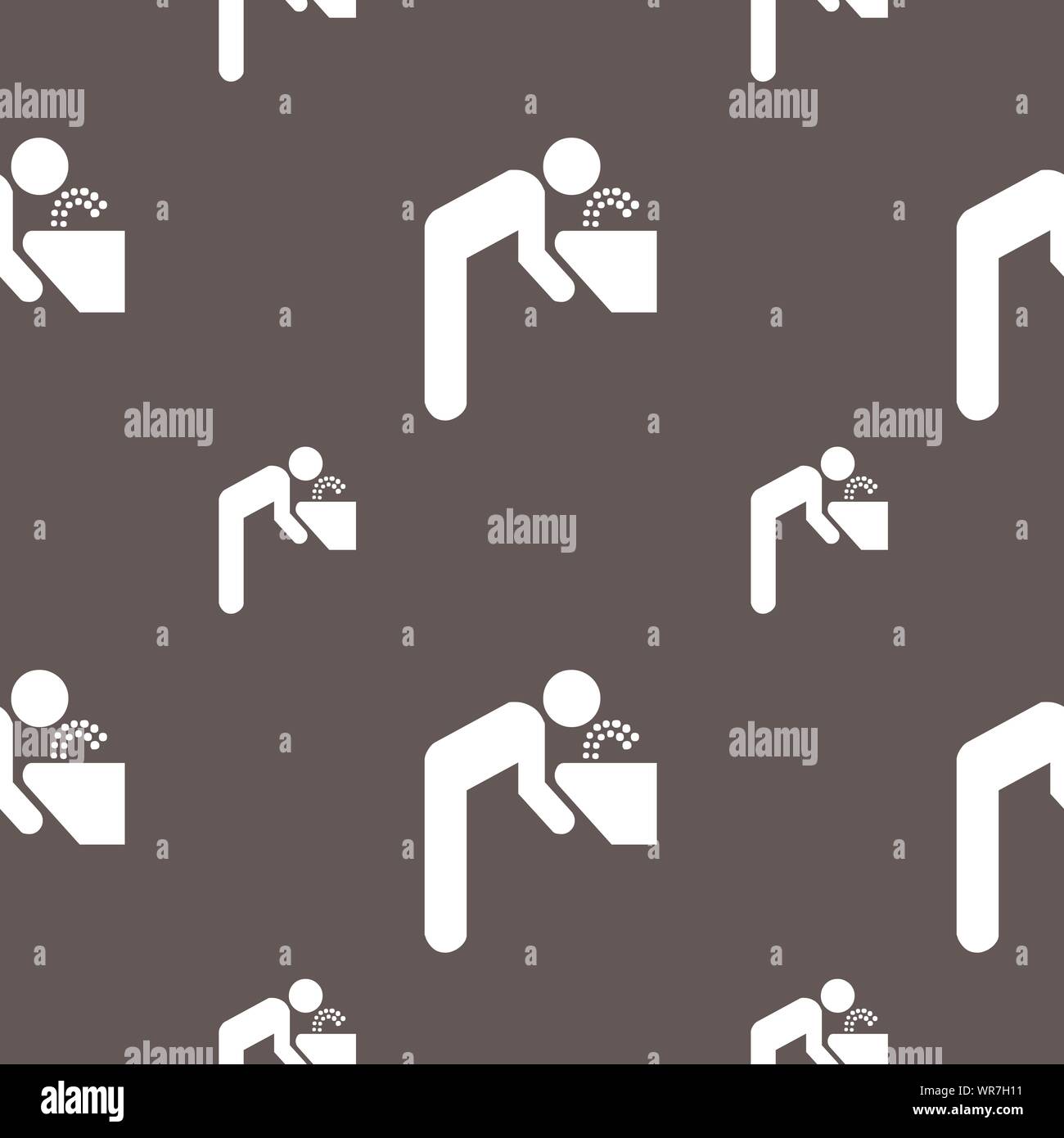 drinking fountain icon sign. Seamless pattern on a gray background. Vector Stock Vector