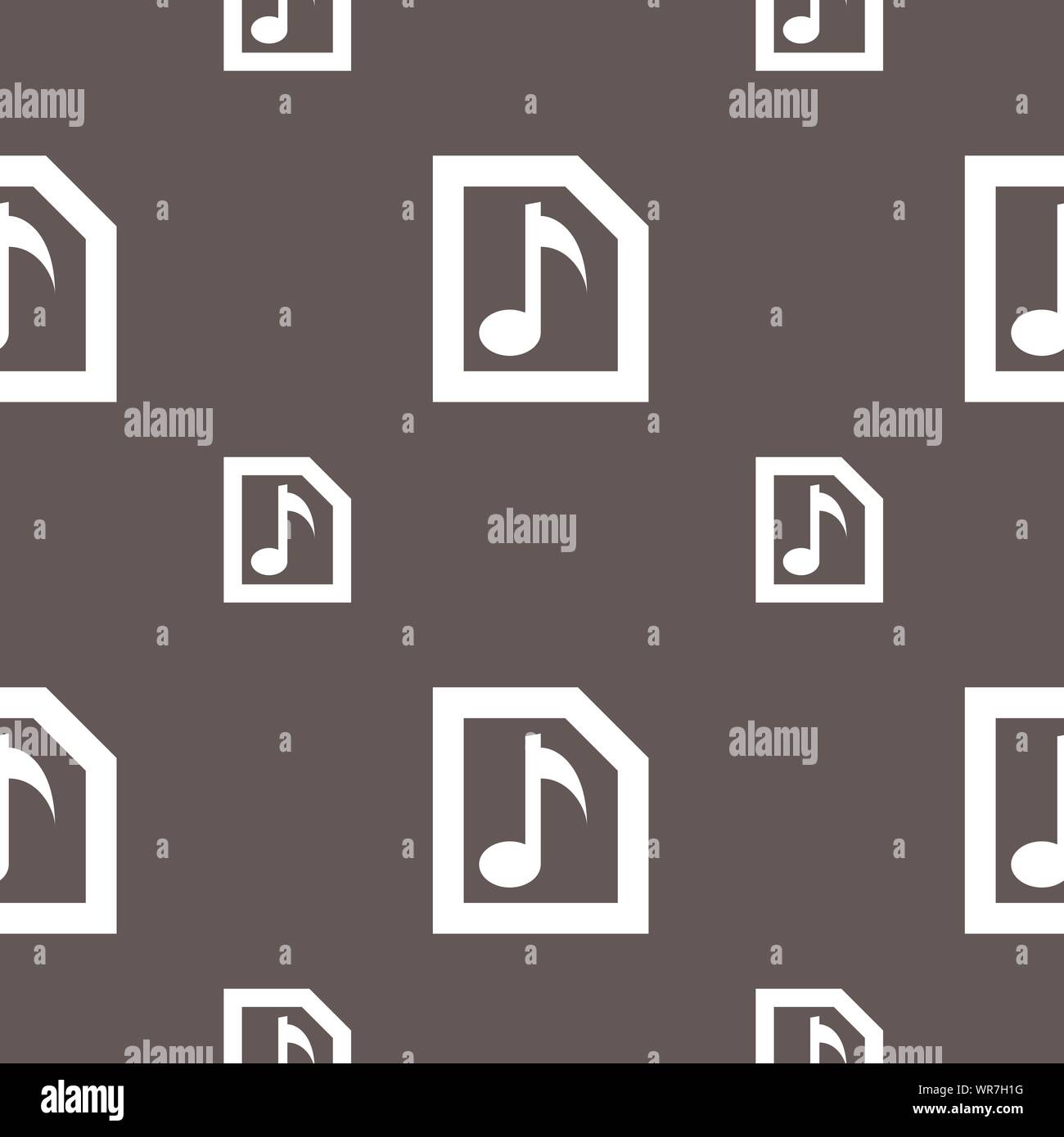Audio, MP3 file icon sign. Seamless pattern on a gray background. Vector Stock Vector