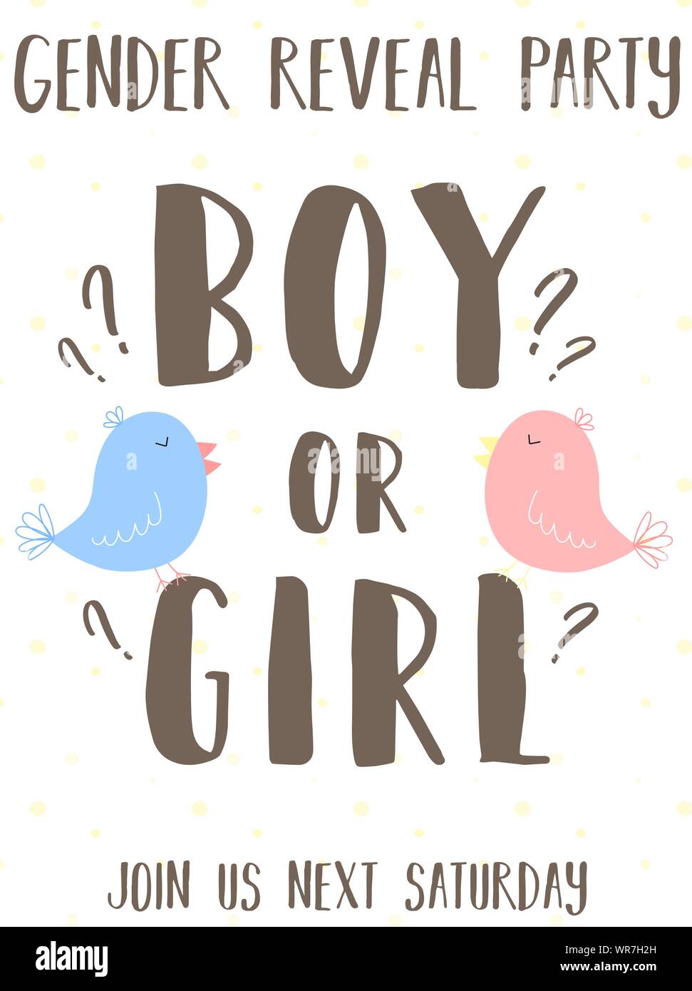 Invitation card template with the inscription boy or girl with cute ...