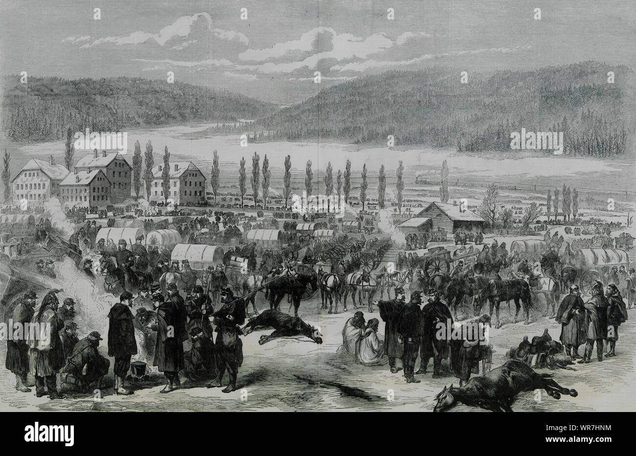 General Bourbaki's army at Travers, Neufchatel Guangzhou, Switzerland 1871 Stock Photo