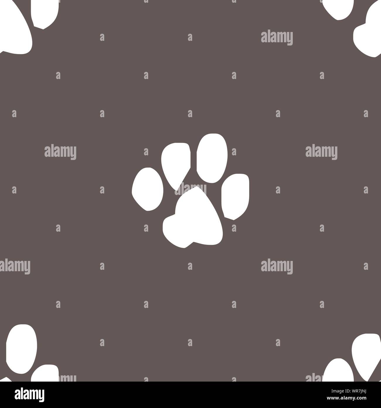 trace dogs icon sign. Seamless pattern on a gray background. Vector Stock Vector