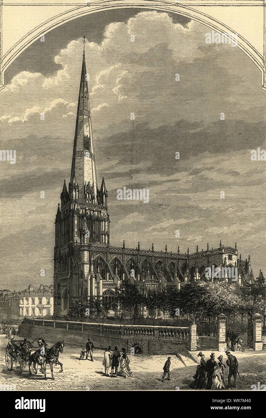 St. Mary Redcliffe church, Bristol 1875 antique ILN full page print Stock Photo