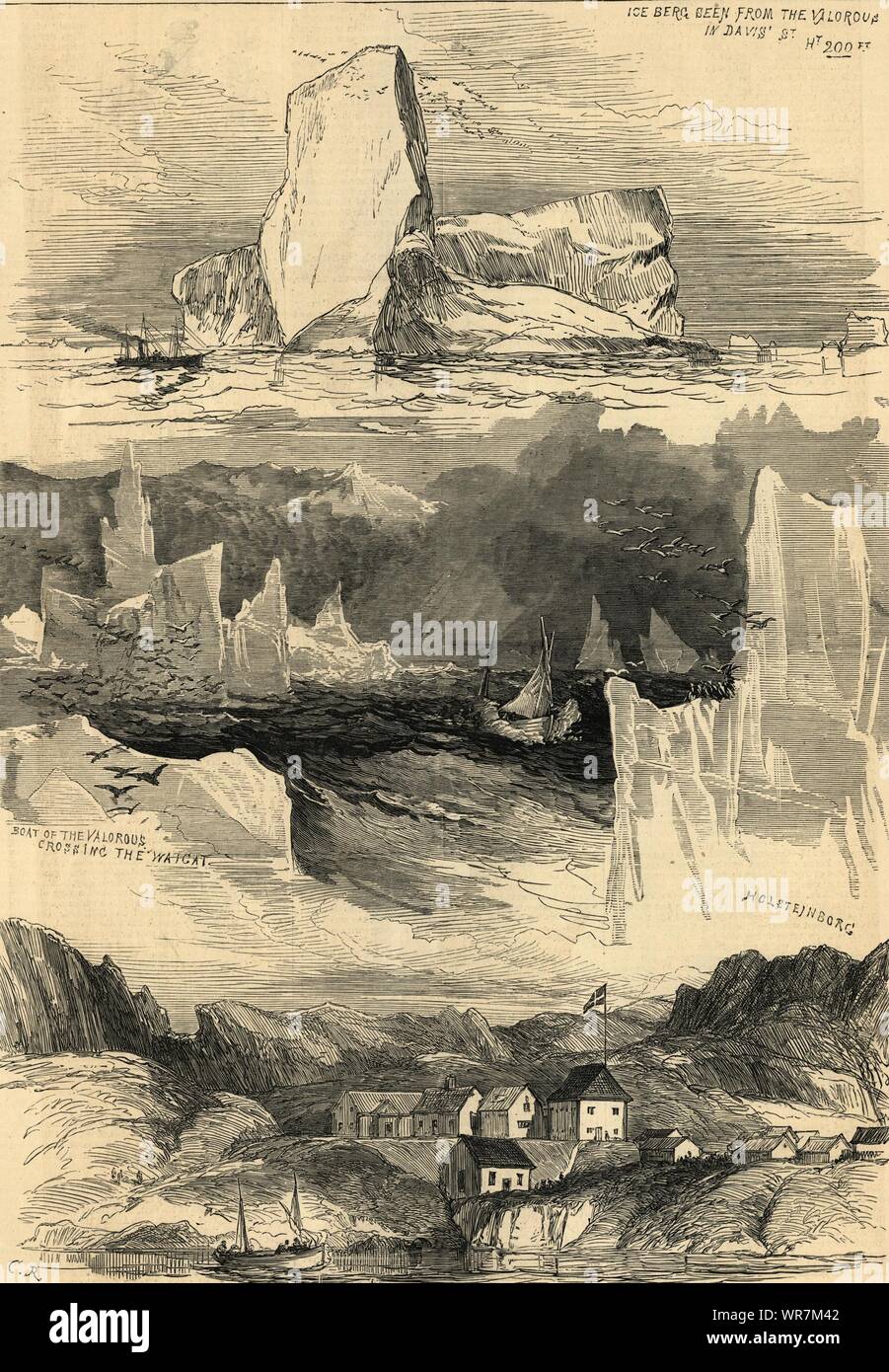 Arctic Expedition. Holsteinborg Sisimiut Greenland. Valorous Davis Strait 1875 Stock Photo