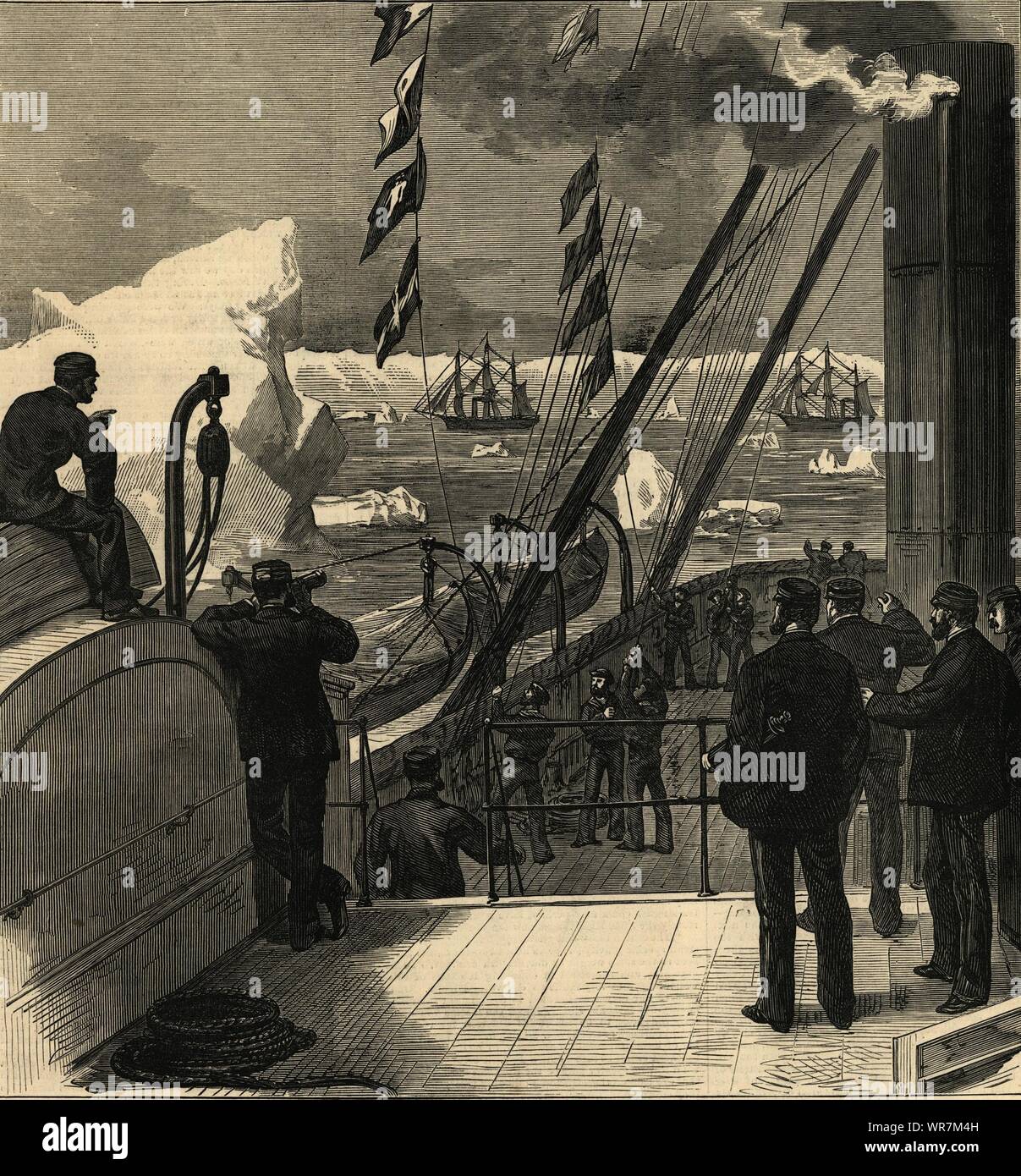 The Arctic Expedition: the Valorous parting from the Alert & Discovery 1875 Stock Photo