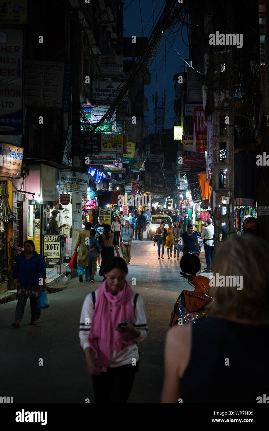 a-street-at-night-in-thamel-district-in-kathmandu-nepal-stock-photo