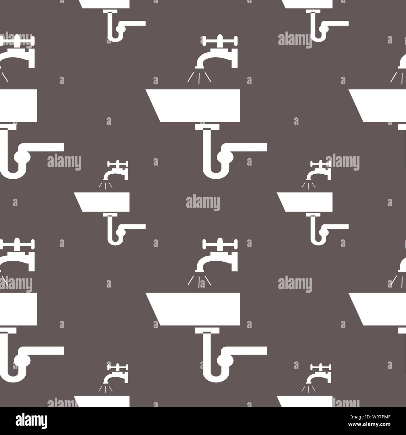 Washbasin icon sign. Seamless pattern on a gray background. Vector Stock Vector