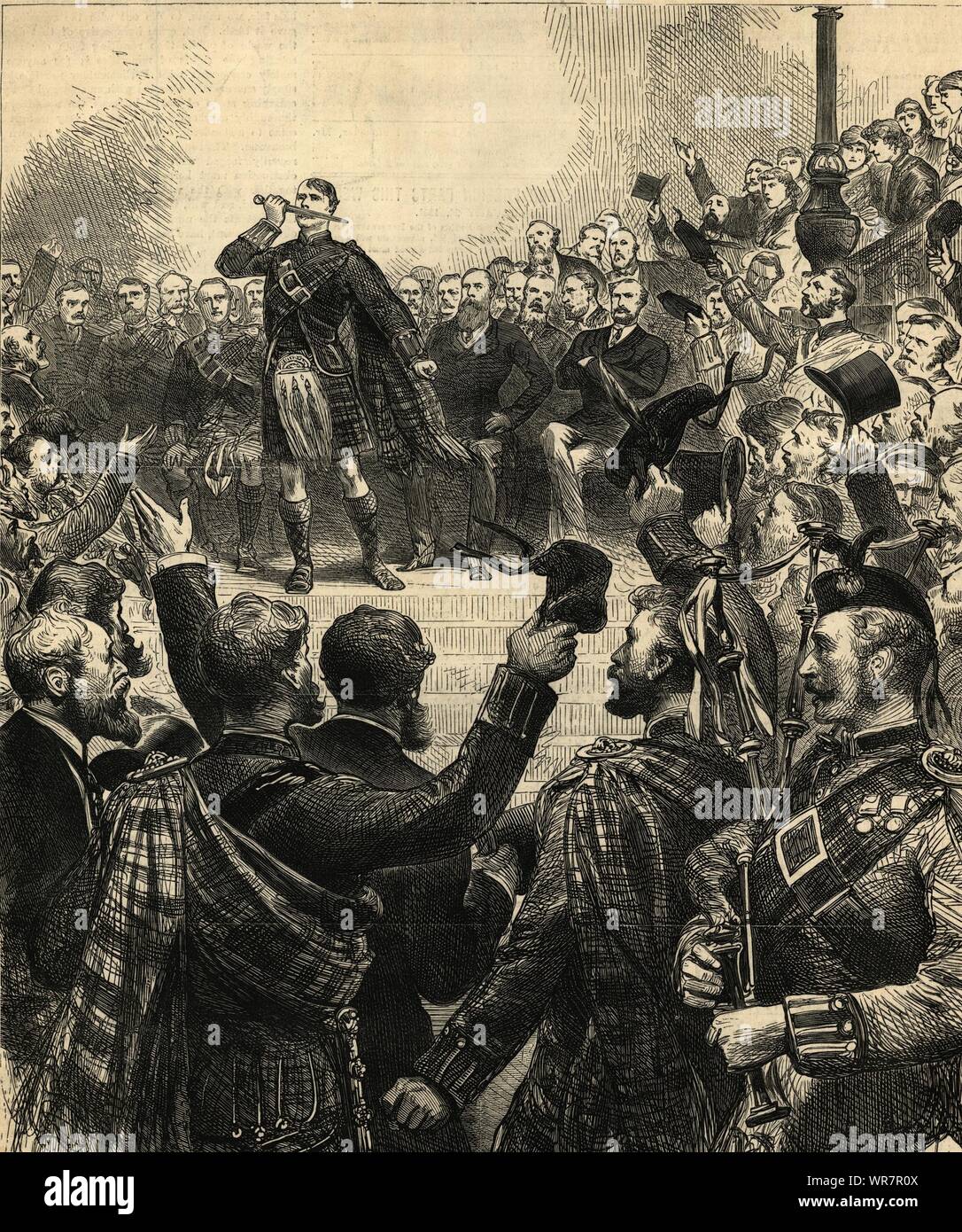Stafford House meeting. Protest against Highland Regiments tartan changes 1881 Stock Photo