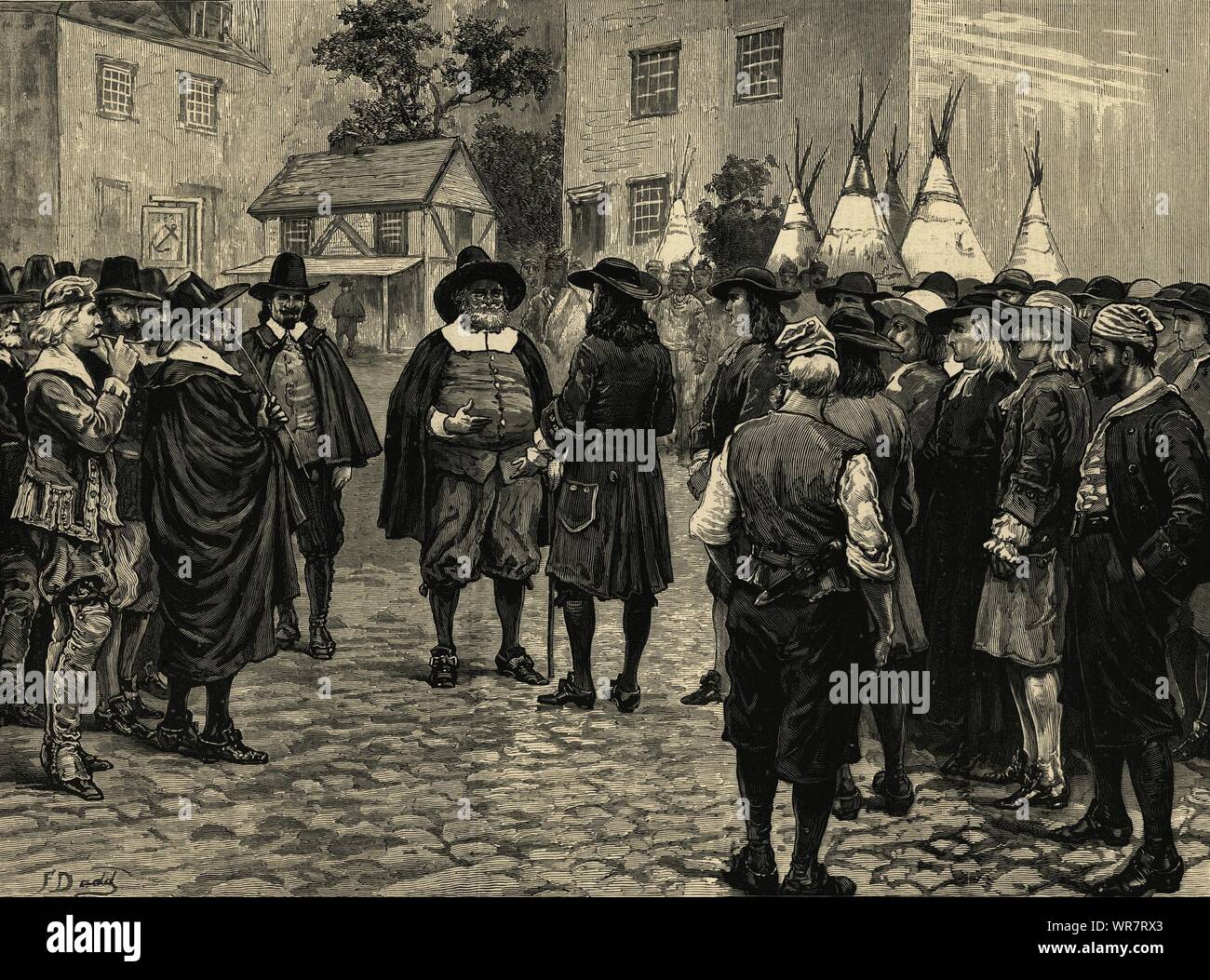William Penn welcomed by the old Dutch settlers, Philadelphia, Pennsylvania 1882 Stock Photo