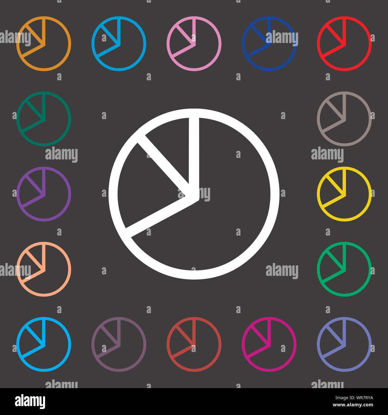Pie chart graph icon sign. Lots of colorful symbols for your design ...
