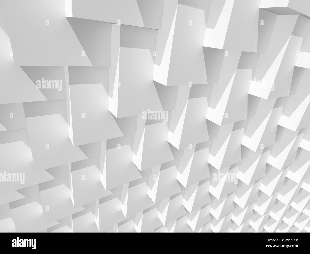 Abstract white geometric background, parametric cubic structure. 3d rendering illustration Stock Photo