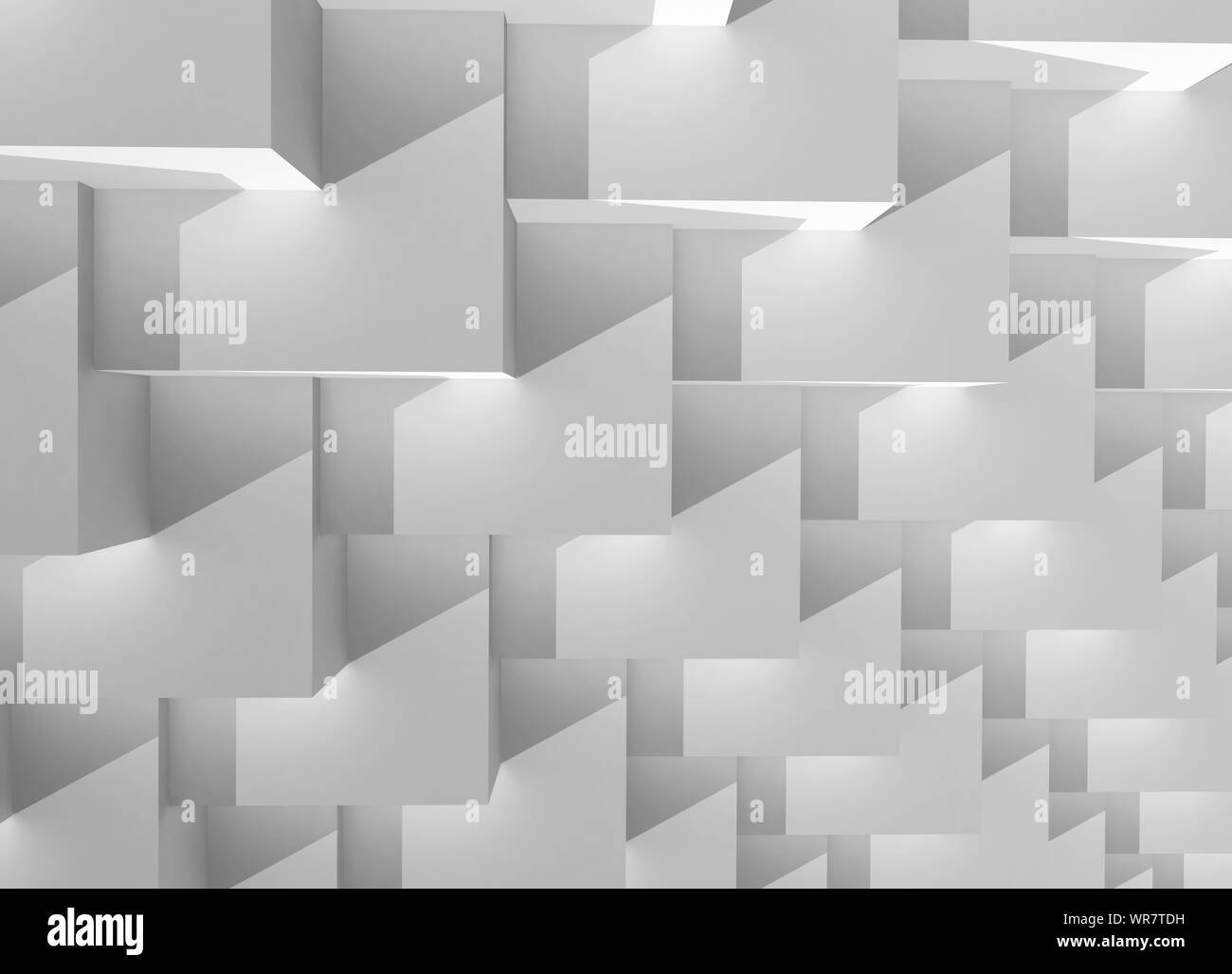 Abstract geometric background, parametric white cubic structure. 3d rendering illustration Stock Photo
