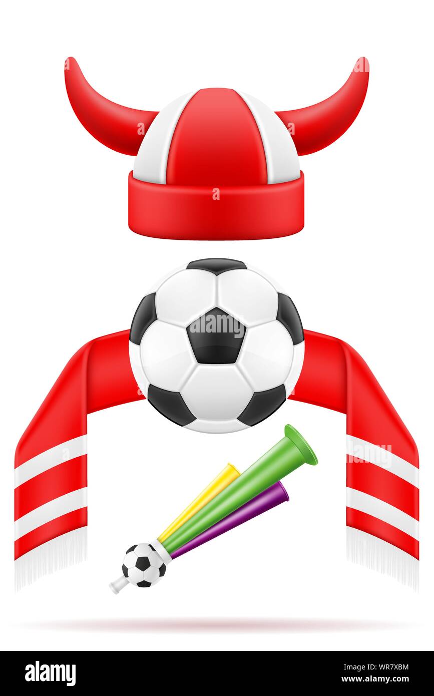 set of soccer football fan items and accessories vector illustration