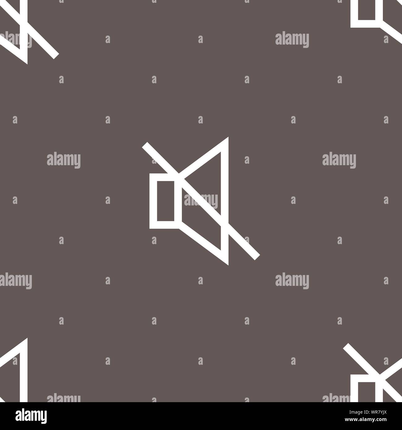 without sound, mute icon sign. Seamless pattern on a gray background. Vector Stock Vector