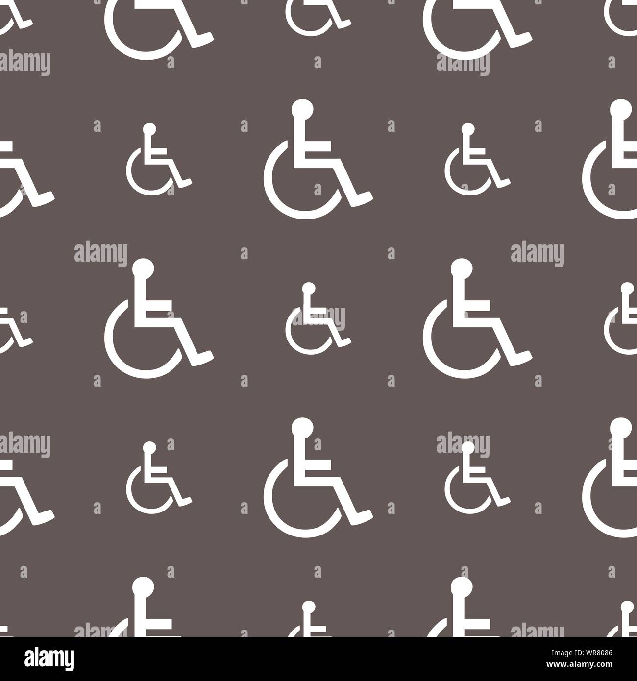 disabled icon sign. Seamless pattern on a gray background. Vector Stock Vector