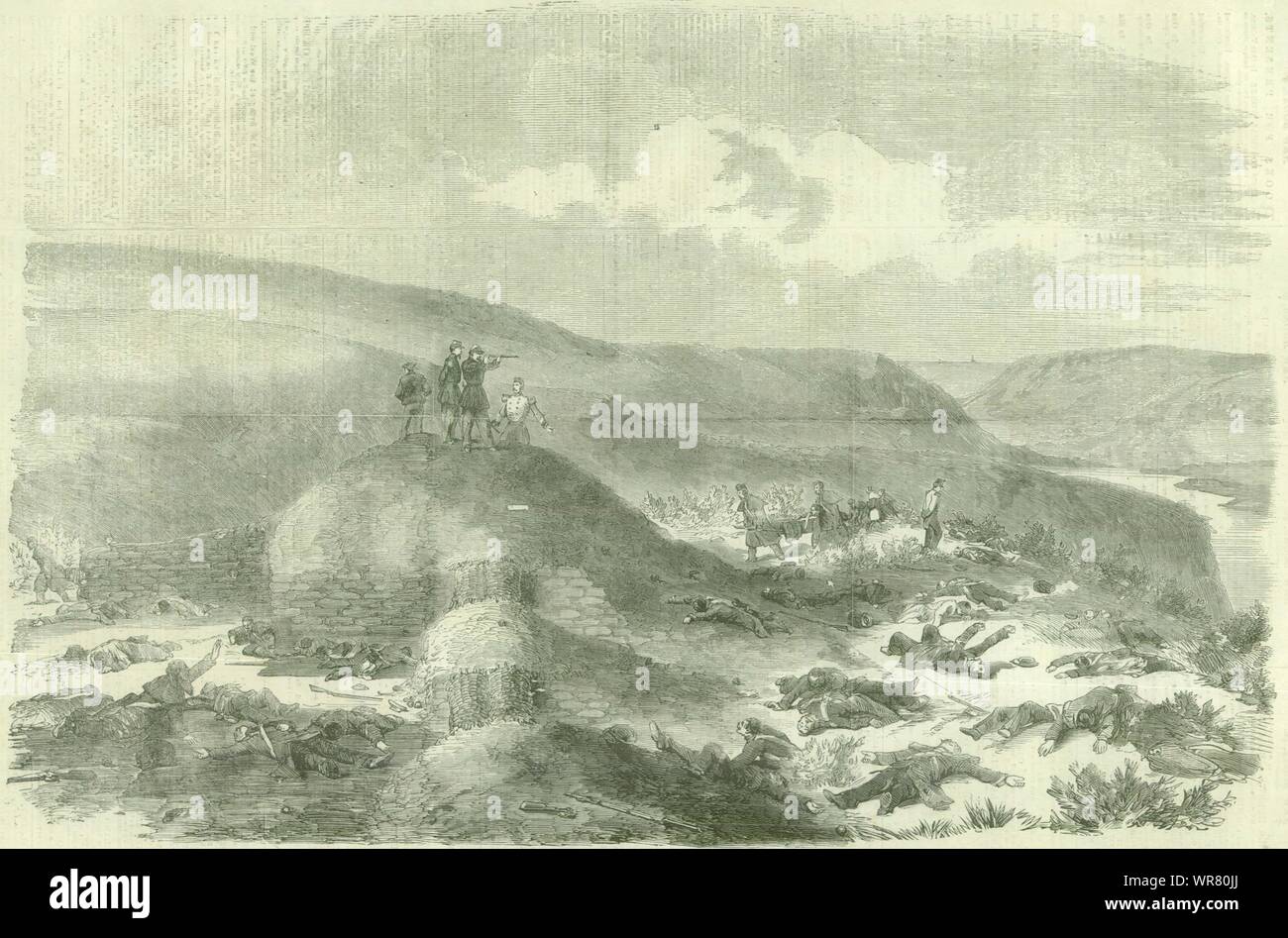 Sandbag battery defended by the Guards, Battle of Inkerman. Crimean War 1854 Stock Photo