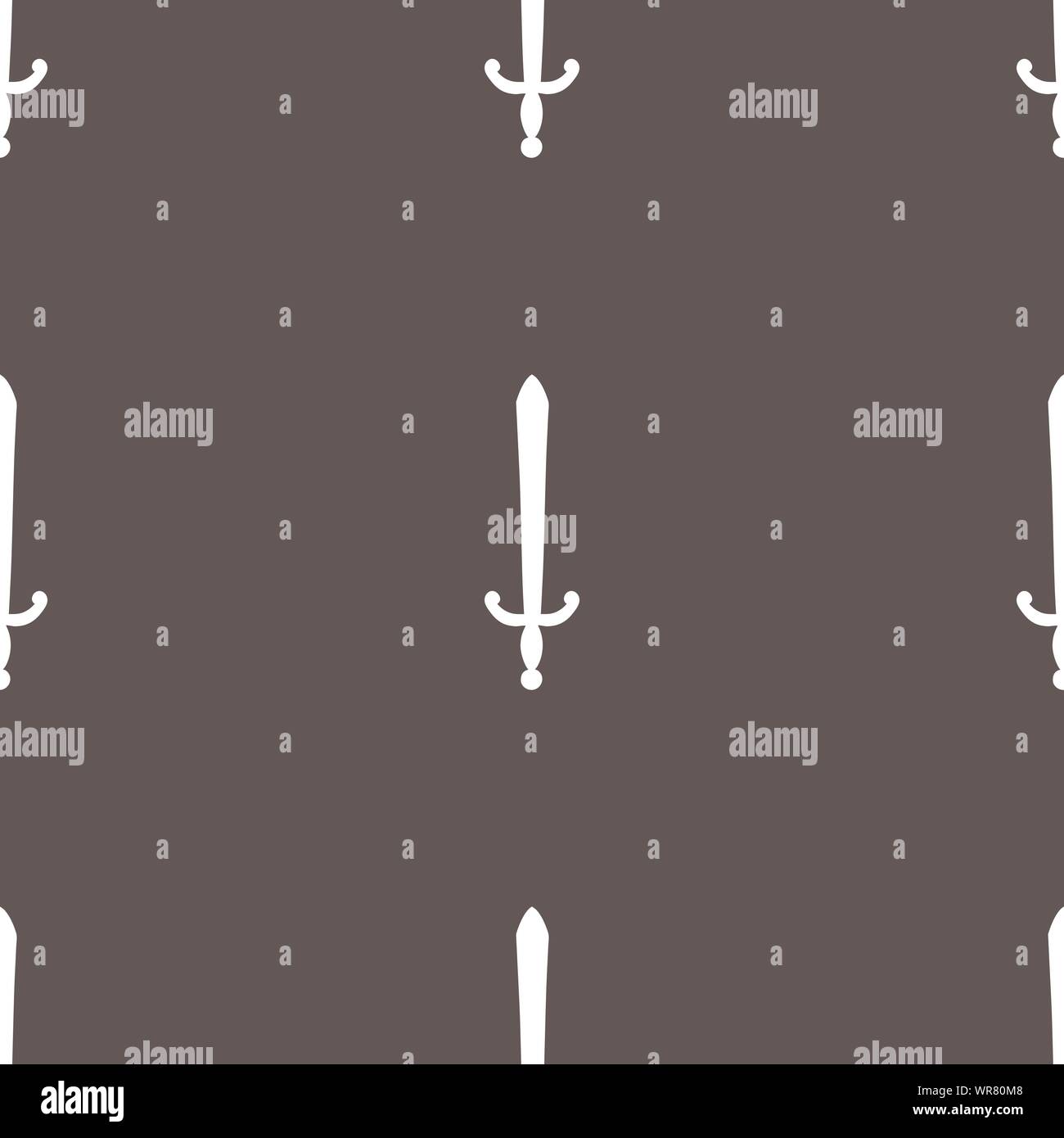 the sword icon sign. Seamless pattern on a gray background. Vector Stock Vector