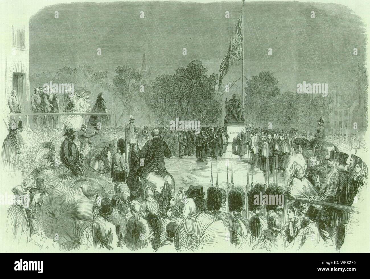 Unveiling Prince Albert statue, Aberdeen. Queen Victoria. Scotland 1863