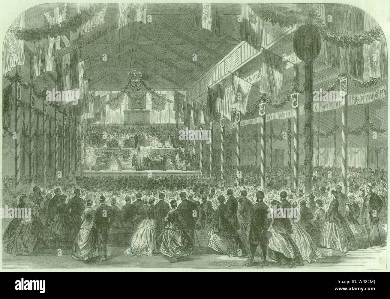 The Eisteddfod, or Welsh National Festival, at Chester. Wales 1866 ILN print Stock Photo