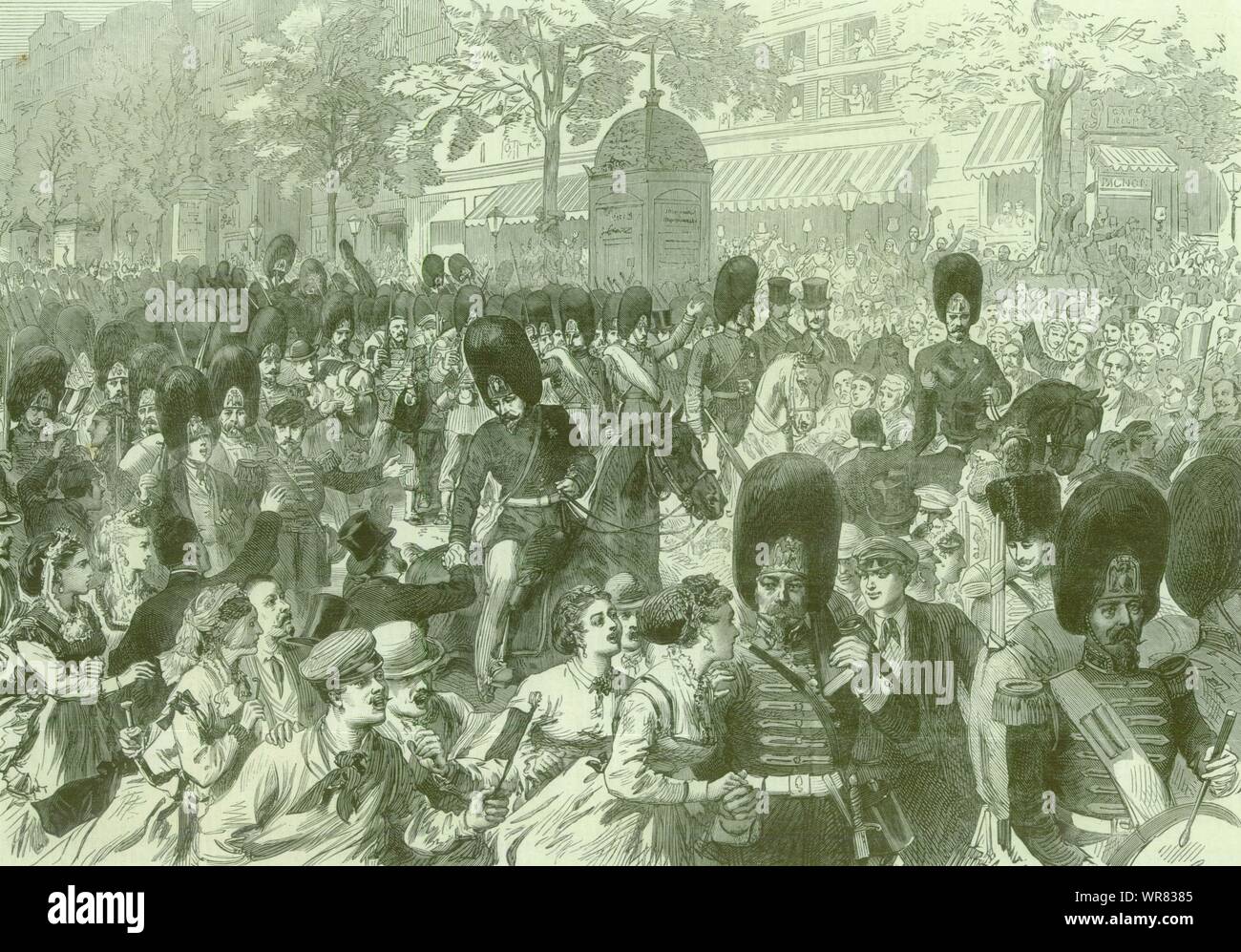 Franco-Prussian War: Grenadiers of the Guard boulevard railway stn. Paris 1870 Stock Photo