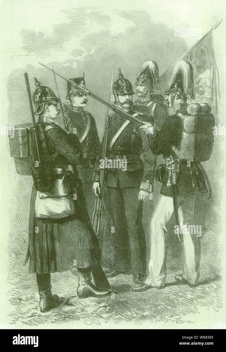 Franco-Prussian War: Prussian Infantry. Militaria 1870 antique ILN full page Stock Photo