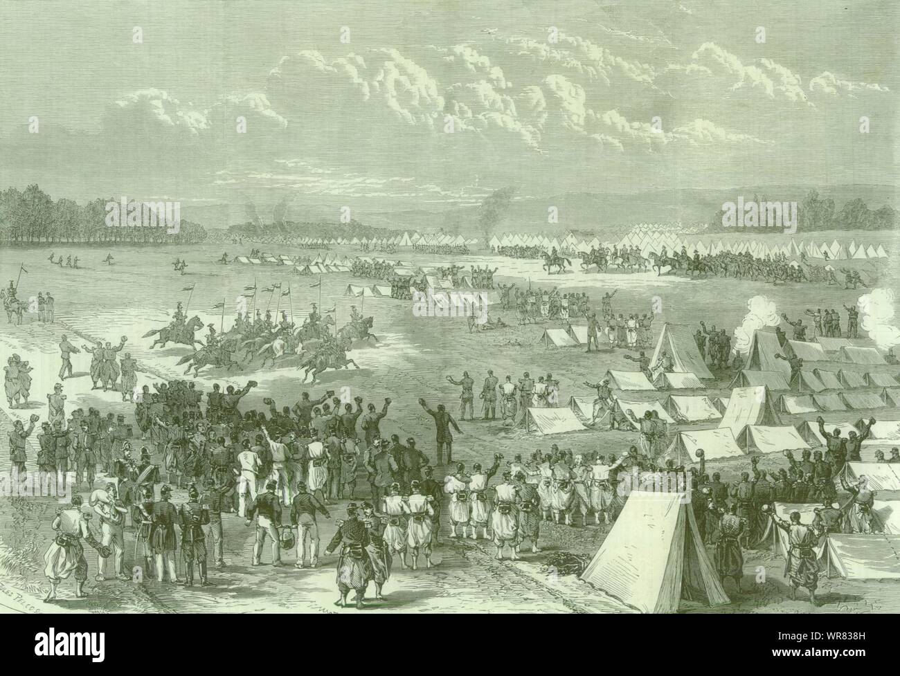 Franco-Prussian War: Emperor's visit. Camp at Châlons-en-Champagne. Marne 1870 Stock Photo
