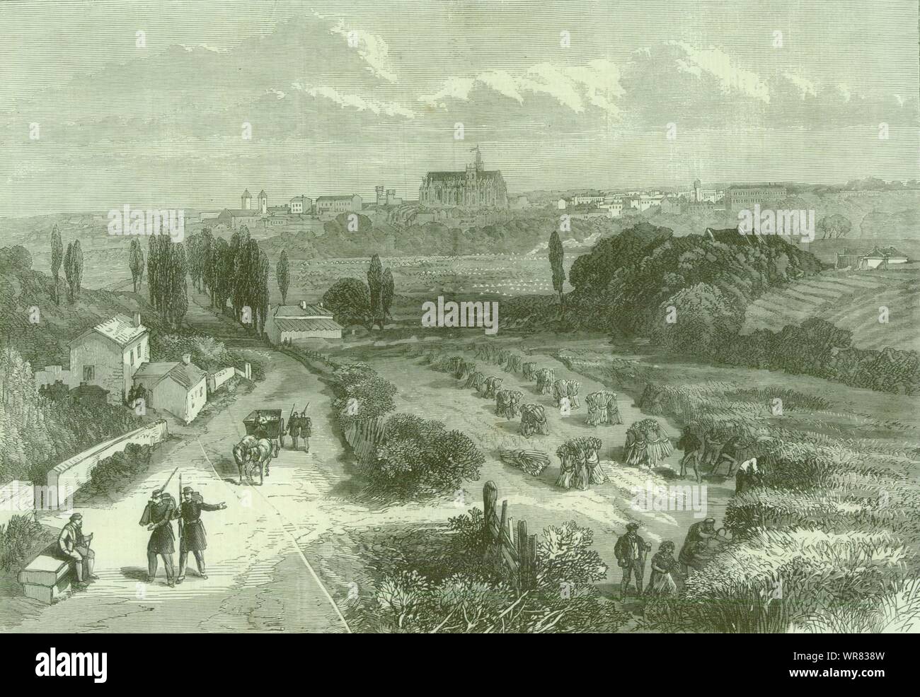 Franco-Prussian War: Metz from the Thionville Road. Moselle 1870 ILN full page Stock Photo