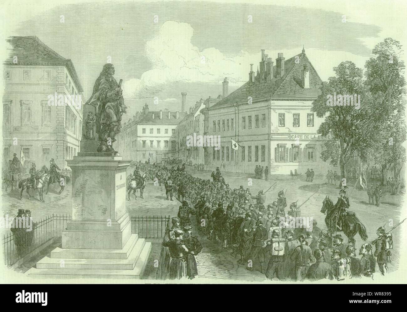 Franco-Prussian War: French prisoners, Place Turenne at Sedan. Ardennes 1870 Stock Photo