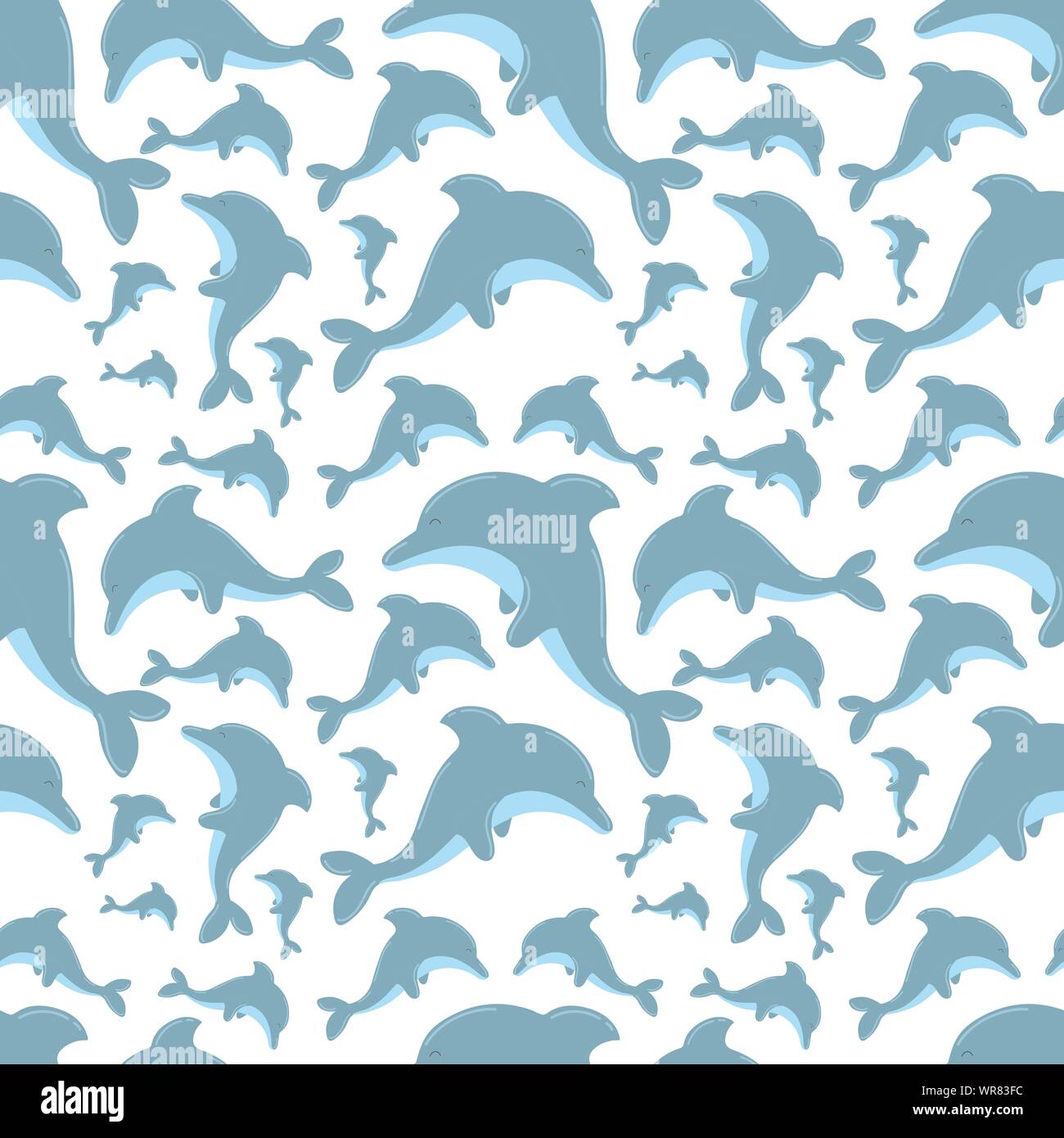 Seamless summer pattern with cute dolphins. Vector sea illustration for ...