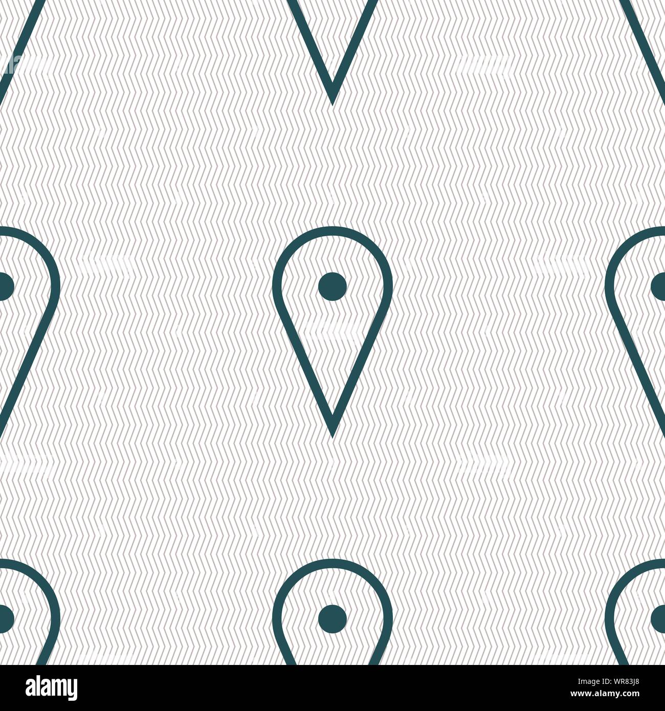 map poiner icon sign. Seamless pattern with geometric texture. Vector Stock Vector
