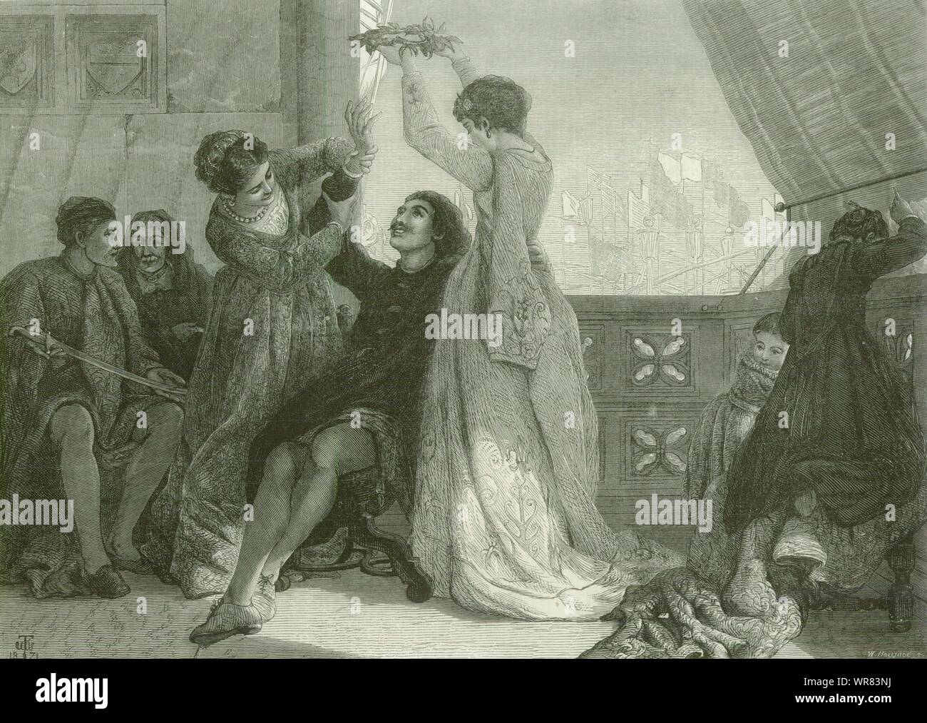 ' Home & Victory, ' by FWW Topham, in the Royal Academy 1871 antique ILN page Stock Photo