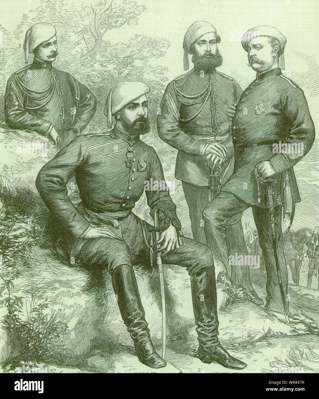 The Civil War in Spain: Don Carlos & his Staff. First Spanish Republic 1873 Stock Photo