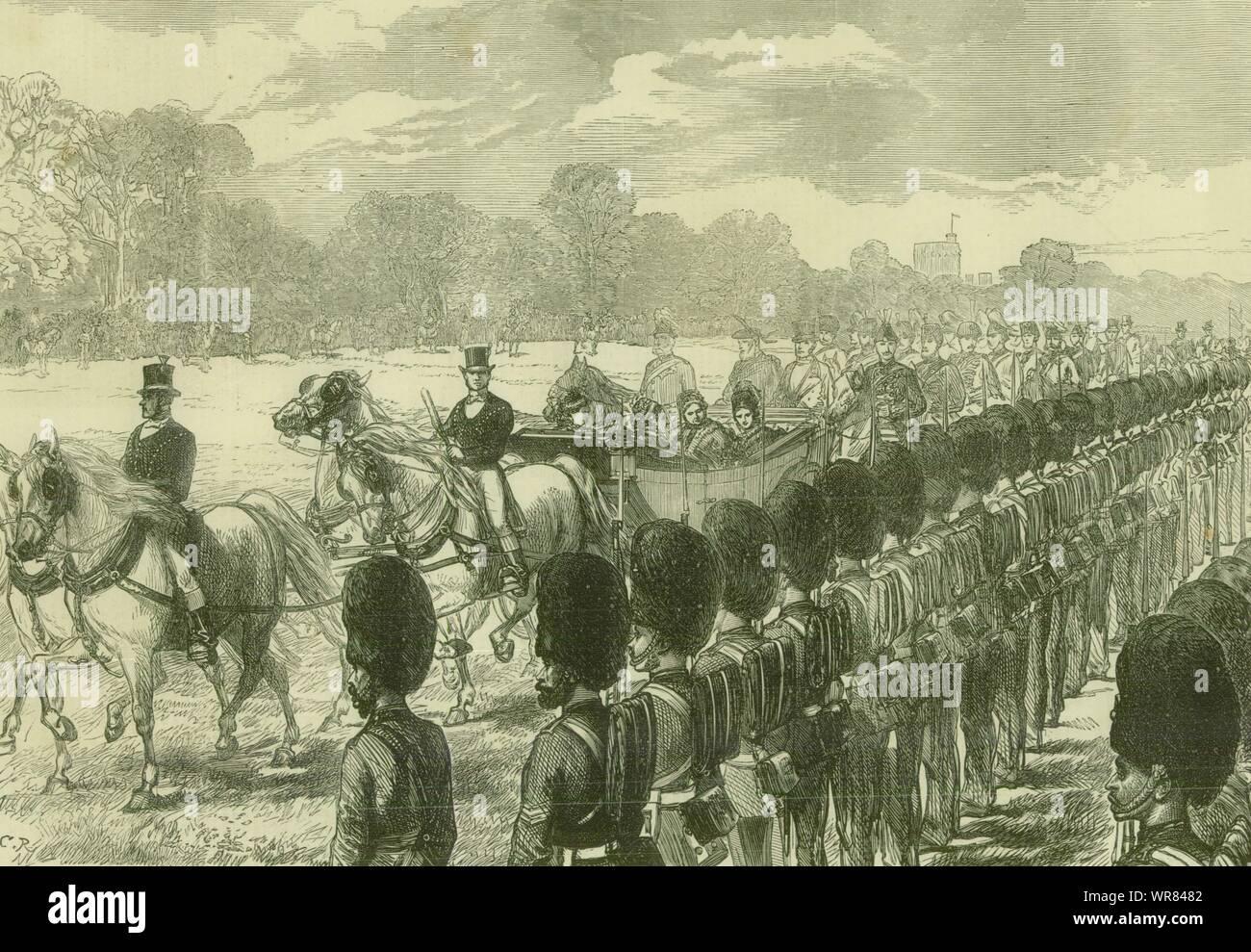 3rd Anglo-Ashanti War. Queen Victoria reviewing troops at Windsor 1874 Stock Photo