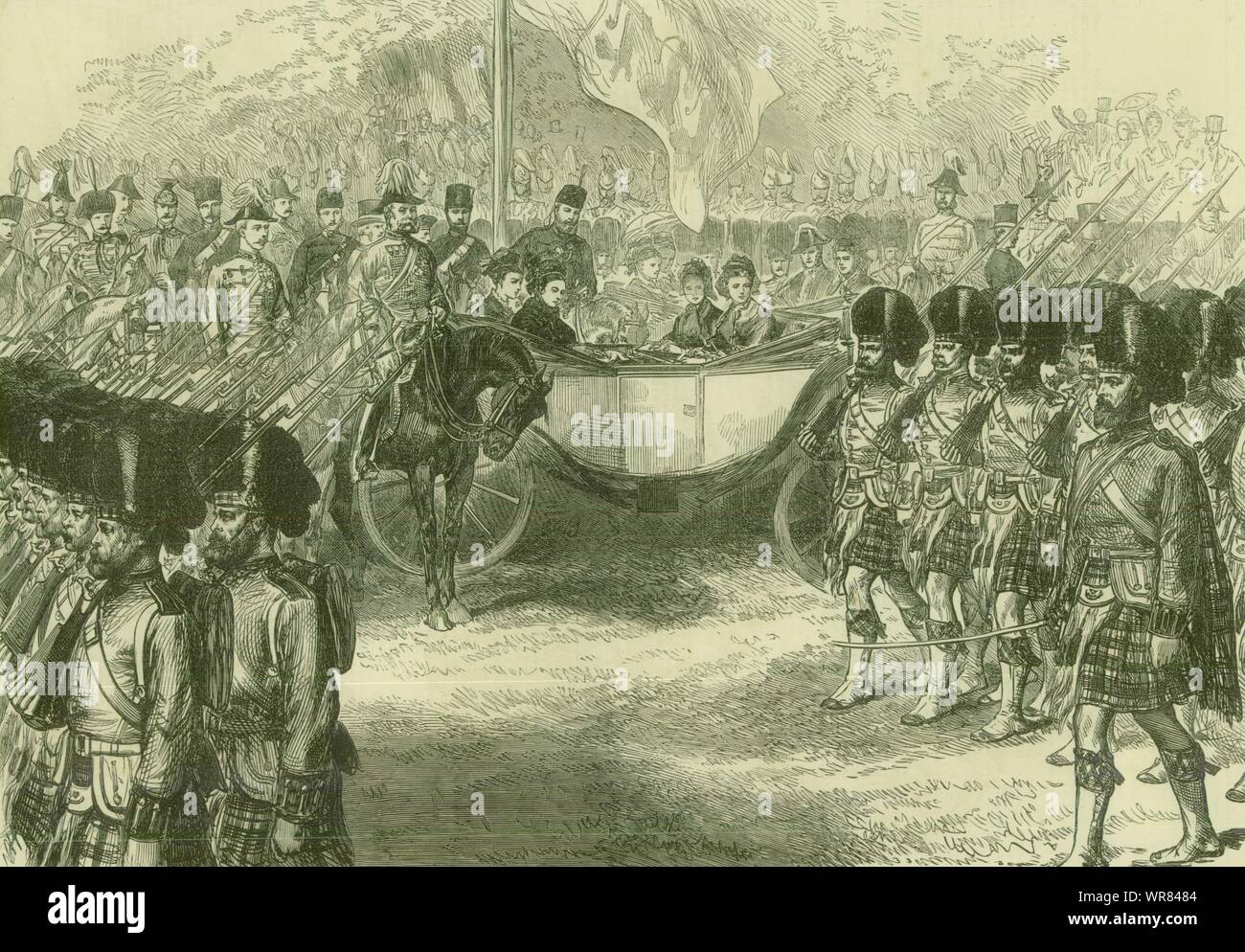 3rd Anglo-Ashanti War. 42nd Highlanders reviewed by Queen Victoria, Windsor 1874 Stock Photo