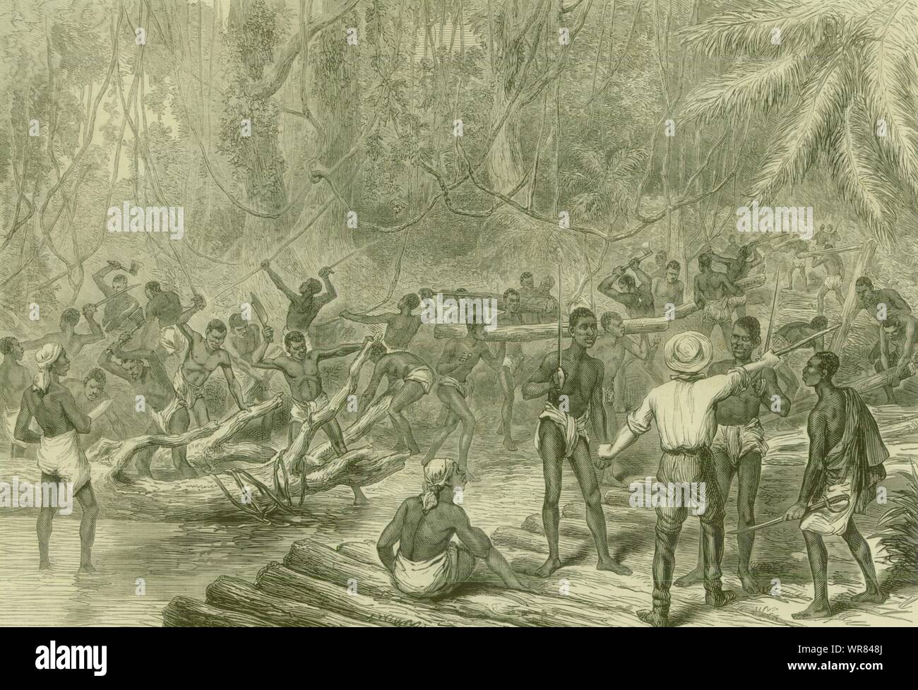 The Third Anglo-Ashanti War: Cutting & making a Road To Kumasi. Ghana 1874 Stock Photo