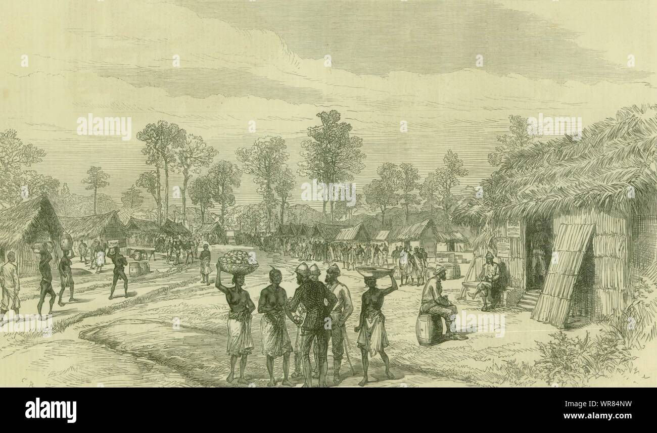 Third Anglo-Ashanti War: The camp of Mansu, on the Road To the Pra. Ghana 1874 Stock Photo