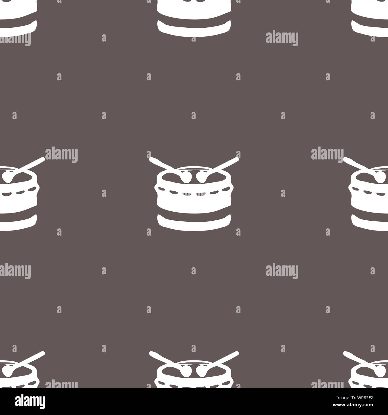 drum icon sign. Seamless pattern on a gray background. Vector Stock Vector