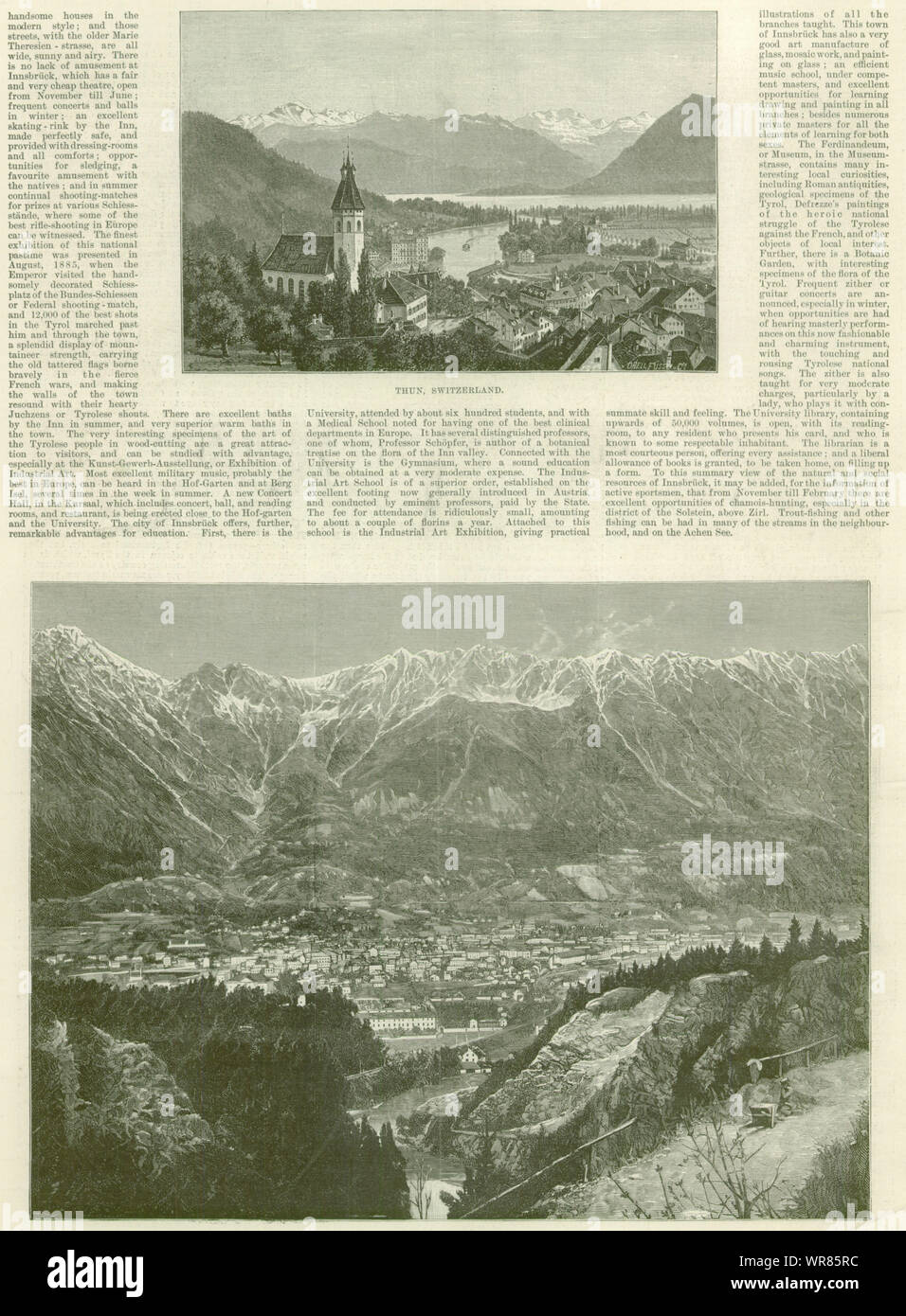 Holiday resorts on the continent: Thun, Switzerland; Innsbrück, Tyrol 1886 Stock Photo